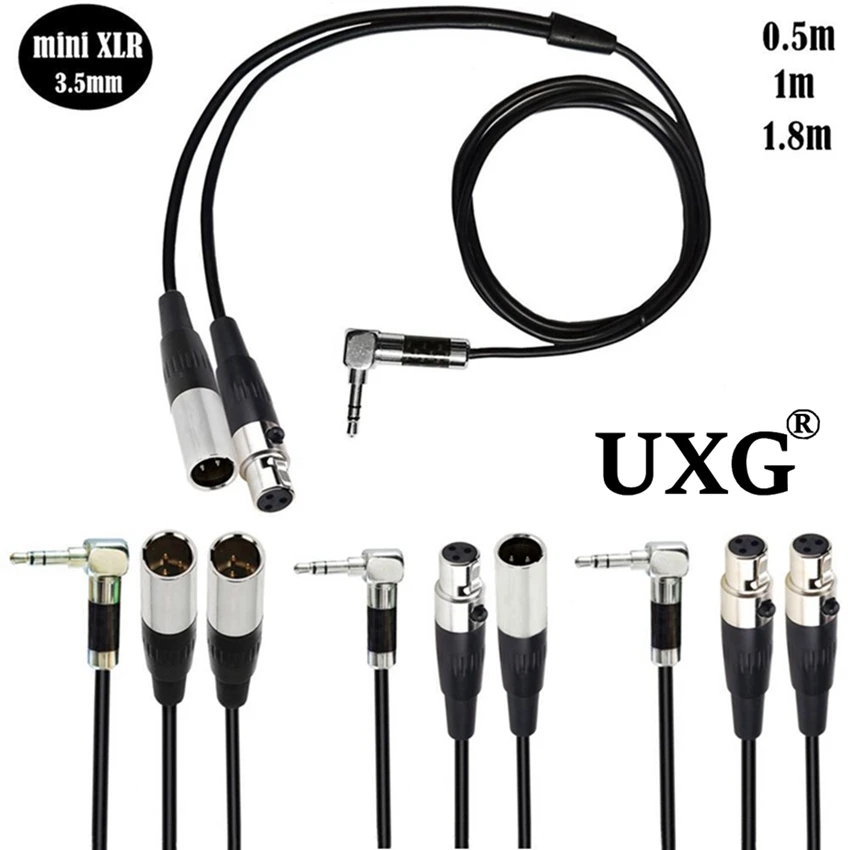 Dual Mini 3Pin XLR  Male Female to  3.5mm TRS Male Plug Audio Y Cable Cord 0.5m 6FT 1.8m For Camera SLR camera microphone