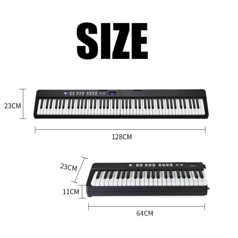 Portable Foldable Musical Piano with Digital Organ Controller, 88 Keys, Electronic Music Synthesizer, Professional Keyboard