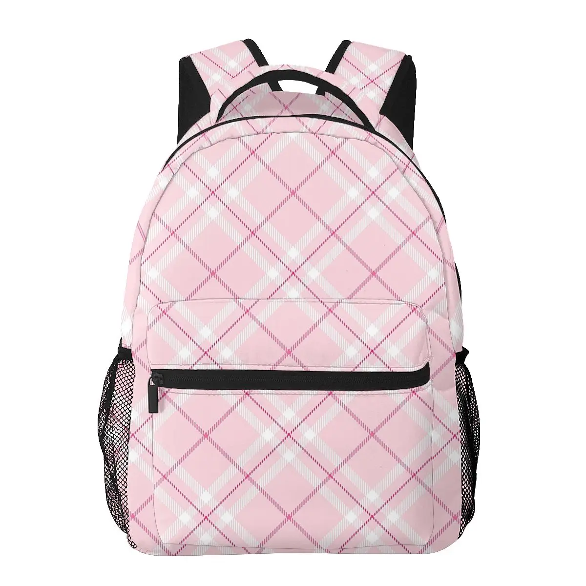 Blush Pink Plaid Pattern zaini ragazzi ragazze Bookbag bambini borse da scuola Cartoon Laptop zaino borsa a tracolla grande capacità