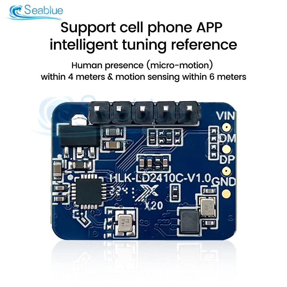 Capteur de corps intelligent DC 5v 24ghz Capteur de radar Module de commutateur d'onde capteur de soutien pour t￩l￩phone portable Bluetooth Fonction App