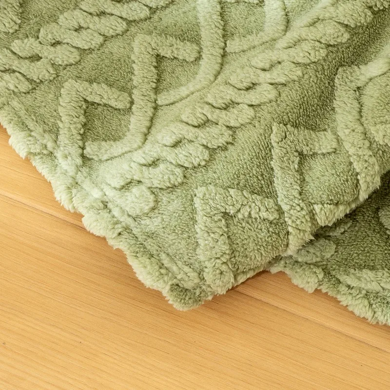 1PC Solid Waffle Jacquard Fleece Throw Blanket Soft All Season Nap Blanket For Sofa Picnic Outdoor