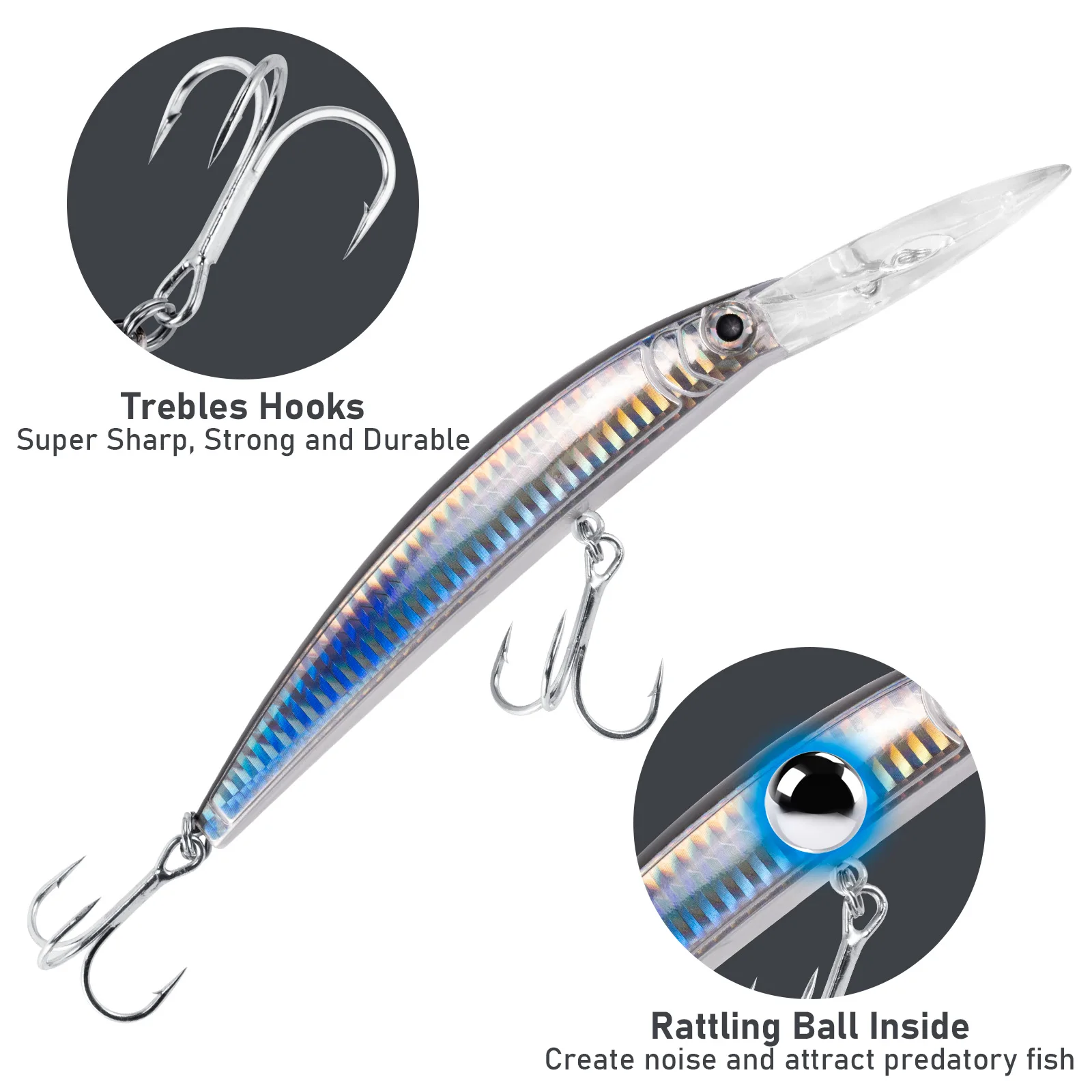 26.5g Minnow Fishing Lure Jerkbait Deep Diving Saltwater Hard Bait Trolling Lure Freshwater Fishing Plugs Mackerel Bluefish Bass image 3