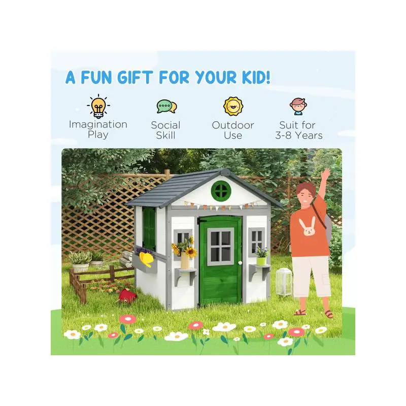 

Wooden Playhouse for Kids - Outdoor Fun & Adventure, Safe & Durable Play Structure, Perfect for Imaginative Play and Family
