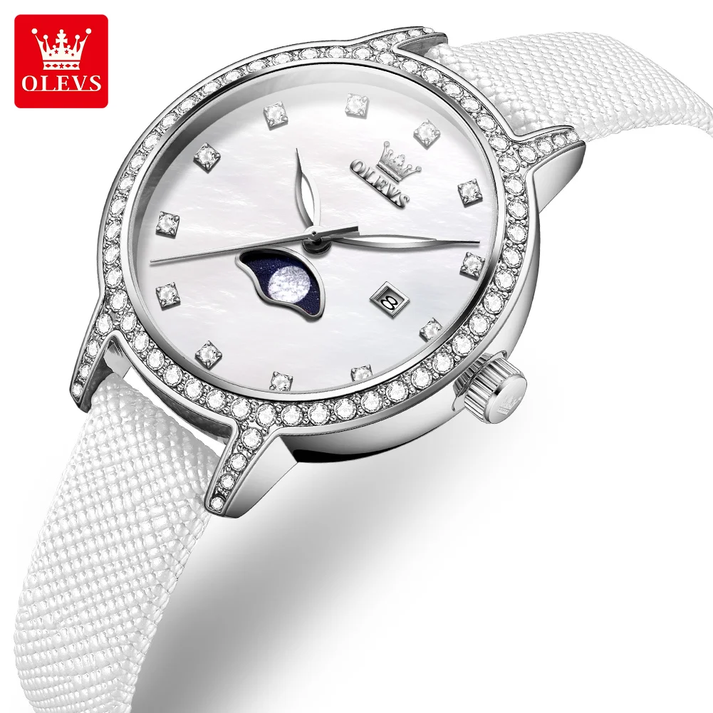 OLEVS Brand 2025 New Fashion Small Dial Quartz Watch Women Luxury Leather Waterproof Calendar Womens Watches Relogio Feminino