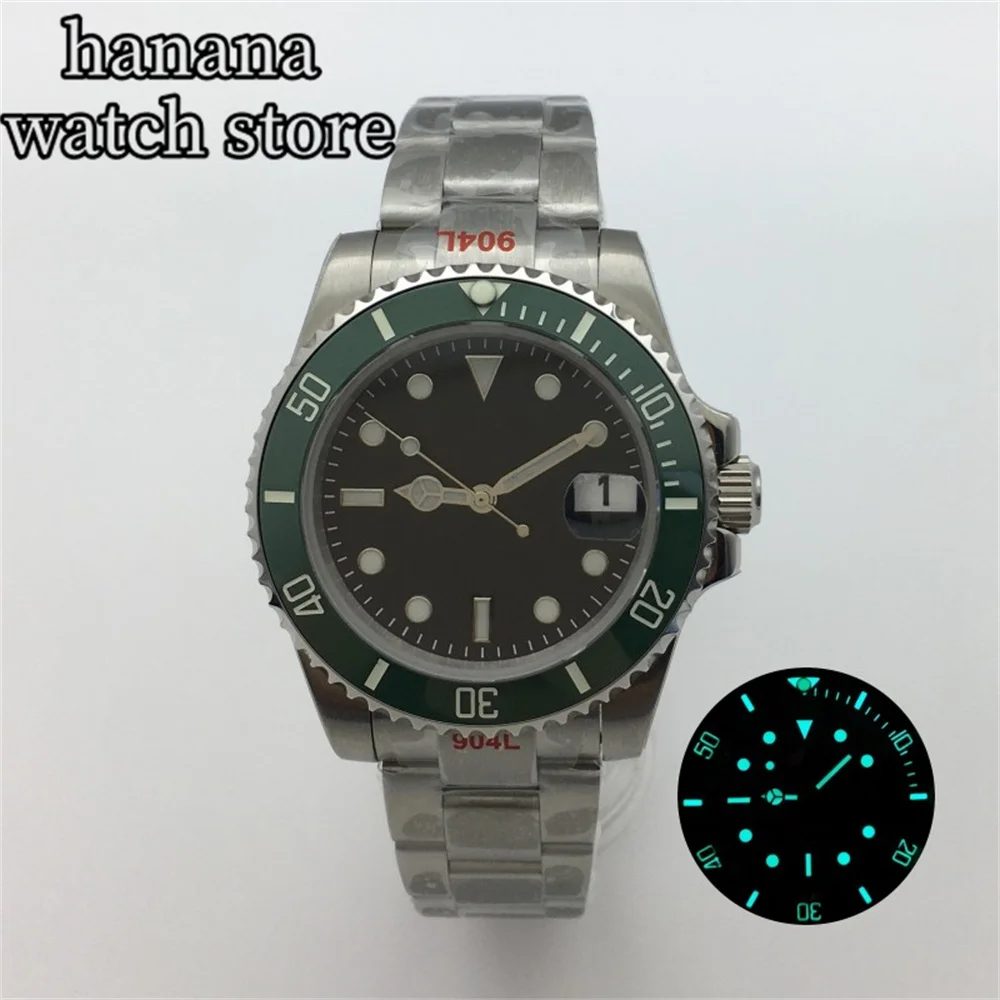 ساعة نسائية من السيراميك للرجال ، قرص أسود ، زجاج ياقوت مضيء ، 24 حجر كريم ، NH35 ، MIYOTA8215 ، PT5000 مصقول ، 40