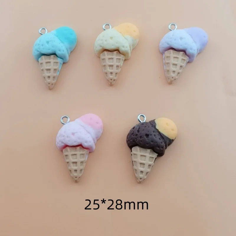 10pcs resin colored small fresh ice cream sweet earrings earrings keychains car pendants DIY accessories view 6