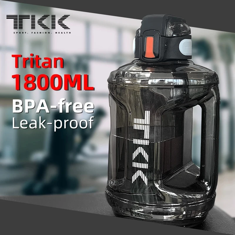 

TKK 1800ml Sports Water Bottle Large TRITAN Tiki Jarra Fitness High Temperature Resistance Large Capacity Cup Adult Travel Jugs