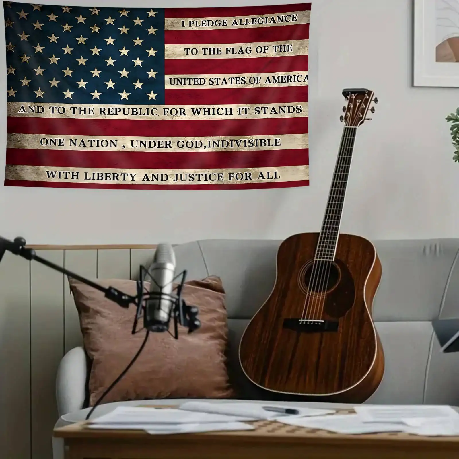 VIKAMA American Oath Flag Tapestry Living Room Patriotism Day Decoration Oath Hanging Cloth Room Decoration