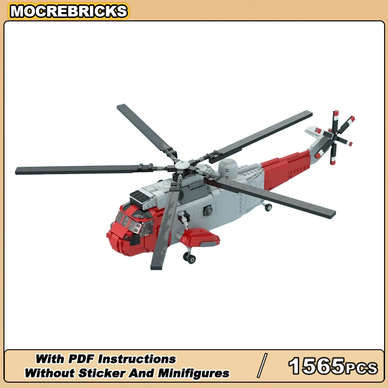 MOC Military Naval Search Rescue Helicopter Building Blocks Emergency Rescue Aircraft DIY Bricks Model Toys Gifts For Boys