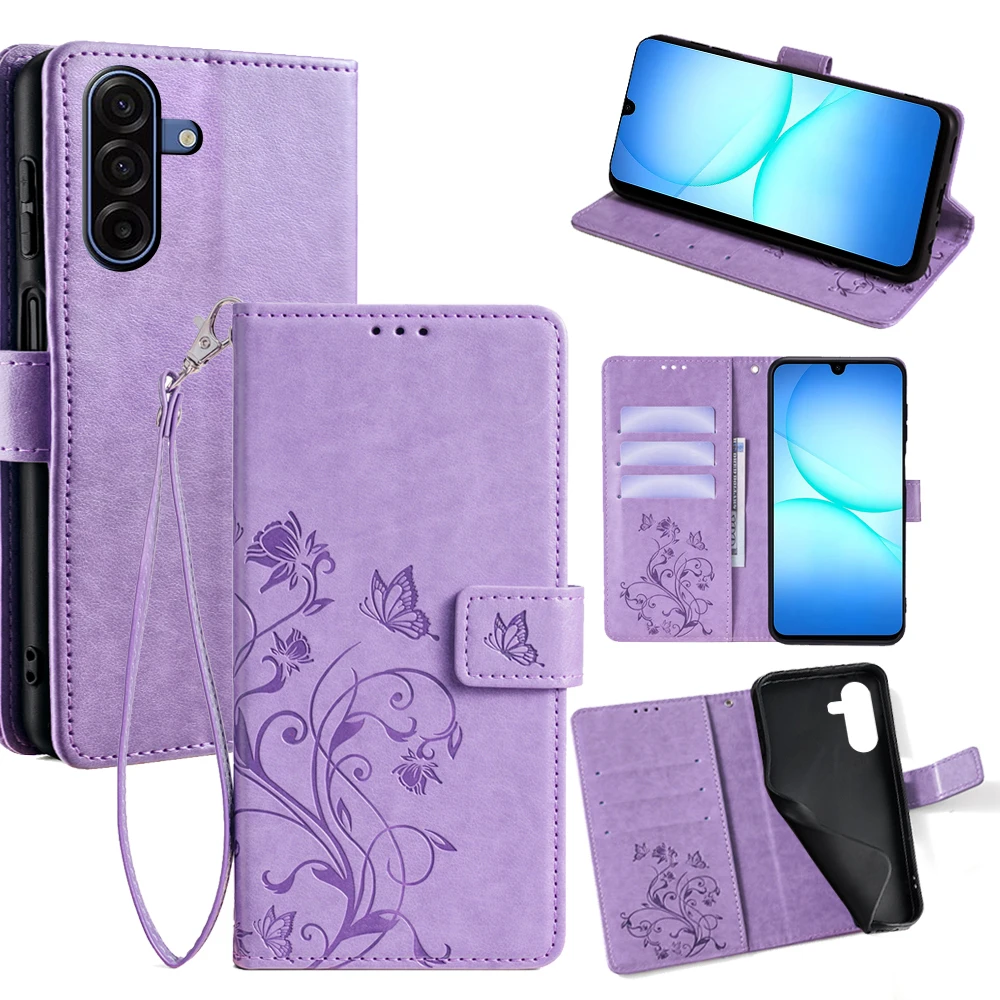 Mode geprägte einfarbige Ledertasche für Samsung Galaxy S25 FE S25Edge Galaxy A17 A07 Xcover7 Pro M16 M06 F16 F06 Abdeckung