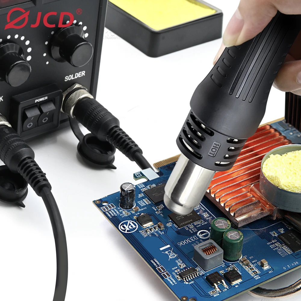 JCD 8586D 2-in-1 Soldering Station Hot Air Gun LCD Dual Digital Display Electric Soldering Iron SMD 750W Welding Rework Station