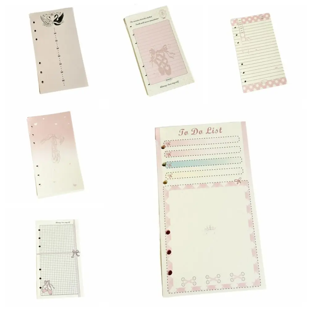 50Sheets A6 Loose Leaf Refill Paper Ballet Shoes Bowknot Inner Refill Spiral Binder Paper Notebook Separator Paper