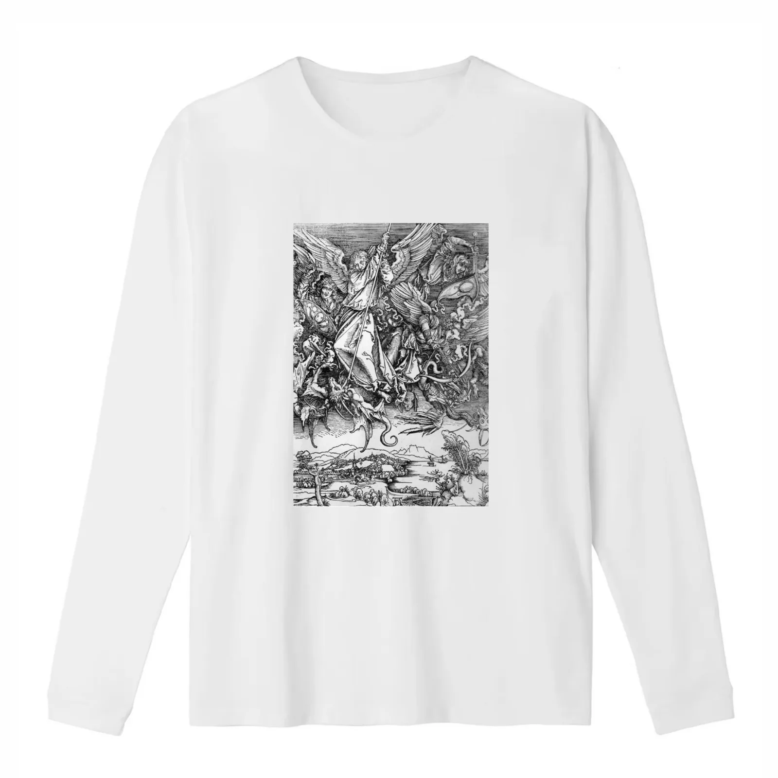 Albrecht Durer - Saint Michael Fighting the Dragon T-Shirt Summer Casual Cotton Tee Oversized Streetwear Tops 100% Cotton