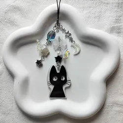 Handmade black cat phone charm y2k fish keychain