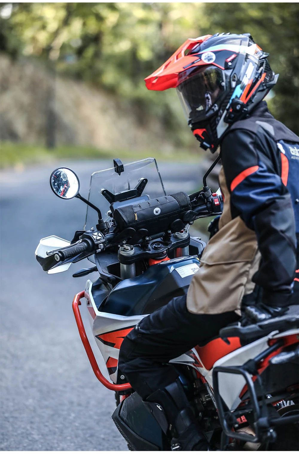 Rhinowalk Motorrad-Lenkertasche, stabile Aufbewahrungstasche, Reise-Umhängetasche mit Molle-System und Regenschutz für ADV-Zubehör – Detail 19
