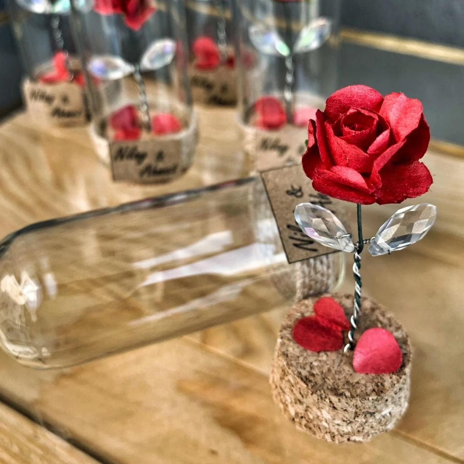 Bulk Rose Dome for Guests,Mini Glass Wedding Favors,Sweet 16, Personalized Party Gifts, Beauty and the Beast,Bachelorette Favors view 3
