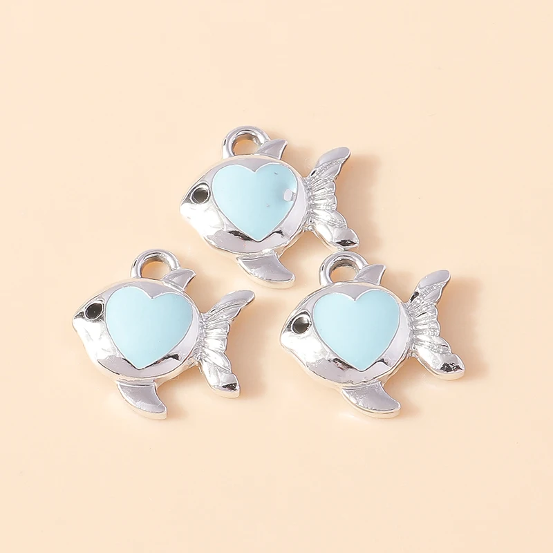 Leslie 10 Stück neue Cartoon bunte Herz Goldfisch Clown Fisch Charms Anhänger für Schlüsselanhänger Ohrringe DIY Schmuckherstellung Zubehör – Detail 9