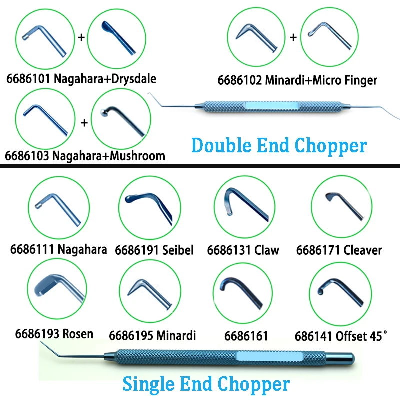 Phaco Chopper Nagahara Chopper Seibel Rosen Minardi Quick Claw Cleaver Offset 45° Ophthalmology Instruments Ophthalmic Surgical