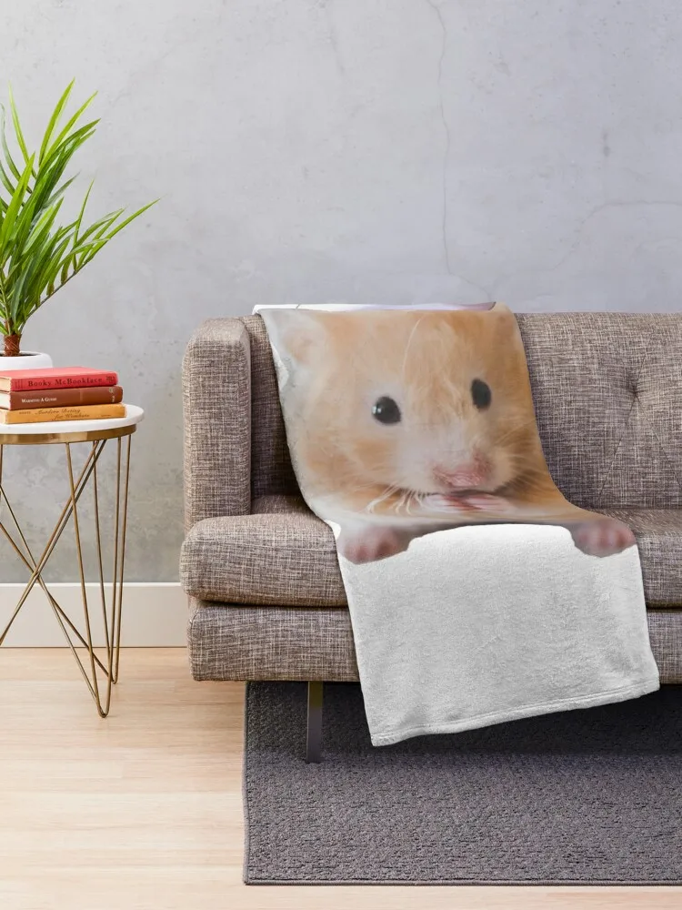 Hamster with christmas hat Throw Blanket Decorative Sofas Dorm Room Essentials Thermal Blankets