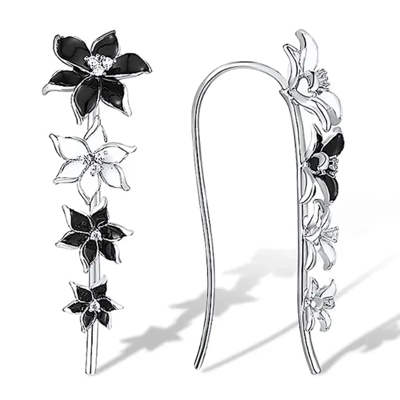 Handmade enamel flower shaped earrings for attending banquets, vacation style design, elegant temperament, and accessories
