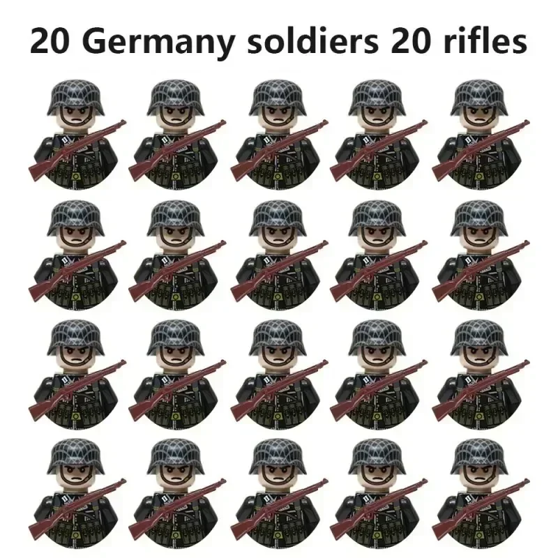 20-teiliges WWII Militär-Actionfiguren-Bausteinset Alliierte Streitkräfte Armeemänner Soldaten Multipack Kampfpaket Modellspielzeug Geschenk – Detail 4