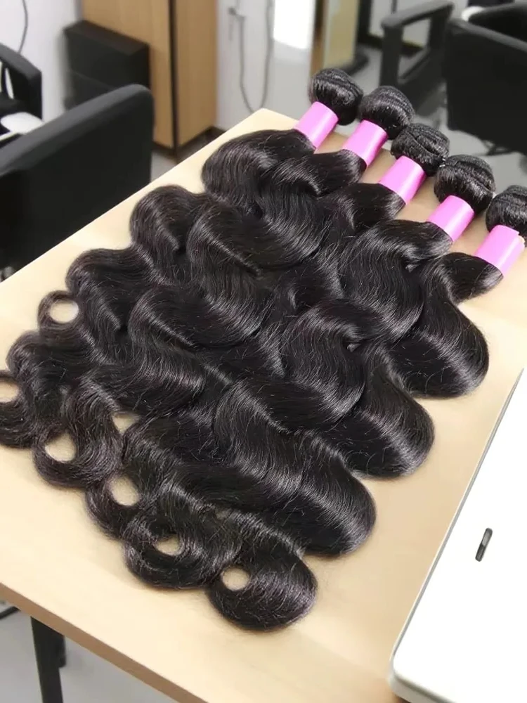 

30, 32, 32 дюйма, объемная волна, 100% плетение, пучки человеческих волос, необработанные наращивание волос Remy, Малайзийские натуральные пучки 1/3/4 для чернокожих женщин