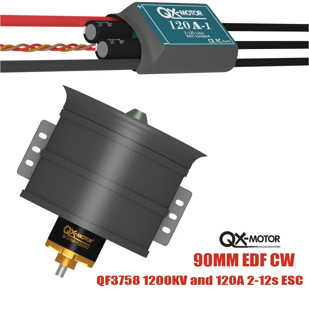 90 مللي متر EDF QF3748 QF3758 12 شفرة مروحة CW CCW مع محرك بدون فرش يستخدم QX-MOTOR 100A 160A 120A ESC لجزء طائرة هليكوبتر RC