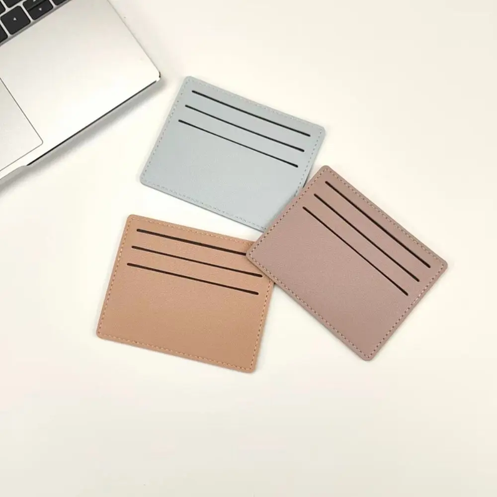 Solid Color PU Leather Card Holder Korean Style Multi-position ID Credit Card Case Simple Buse Card Case Short Card Bag Students
