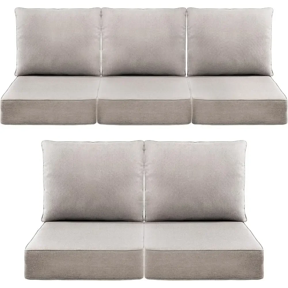 6 Outdoor Cushions Set, 24x24x6 Thick Seat Cushions for Patio Furniture, Weather-Resistant Replacement Cushions for Wicker Chair