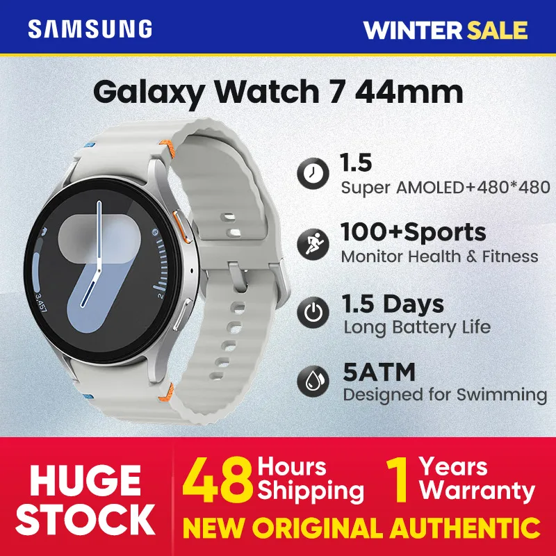 Samsung Galaxy Watch 7 2GB RAM+32GB ROM 300mAh Battery 1.3'' Super AMOLED Screen Health Monitor Samsung Wear OS GPS WiFi 40/44mm