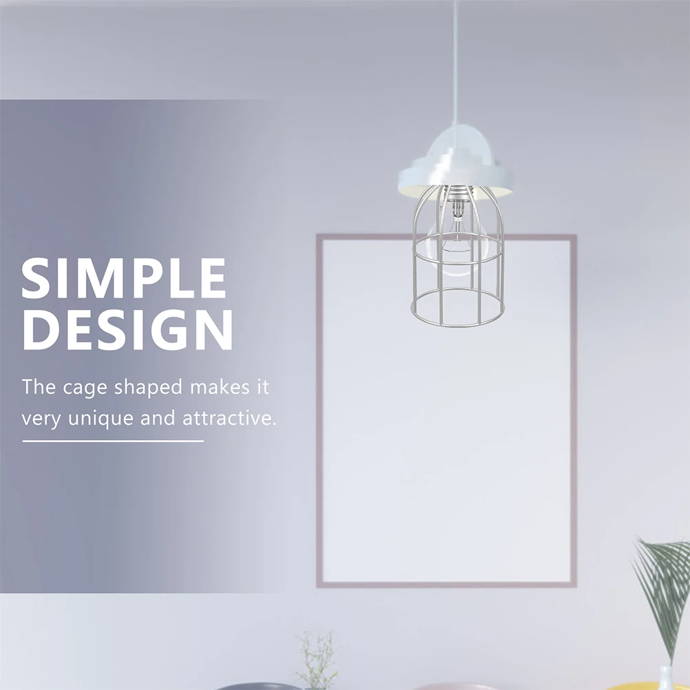 

2pcs Iron Lamp Shades Hanging Pendant Clip On Light Bulb Cage Covers For Ceiling Floor Wall Lamps Easy Install Lightweight