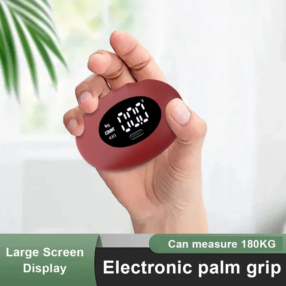 180KG Digital Grip Strength Trainer Rechargeable Hand Grip Exerciser Silicone Hand Dynamometer LED Display for Kids Adults
