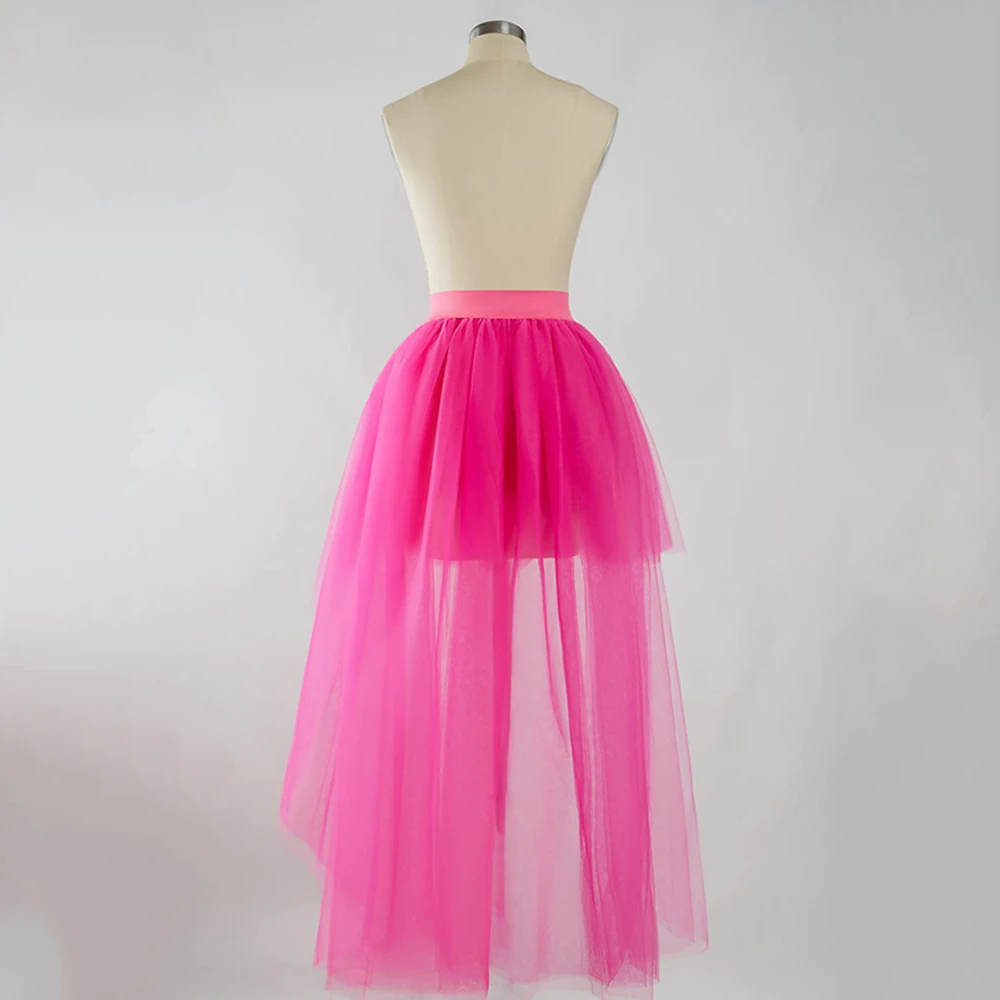 Neue Ankunft High-Low Tüll Petticoats Für Cocktail Kleid Elastische Taille Hallo-Lo Mesh Net Maxi Röcke Dance tutu Jupon Für Party – Detail 12