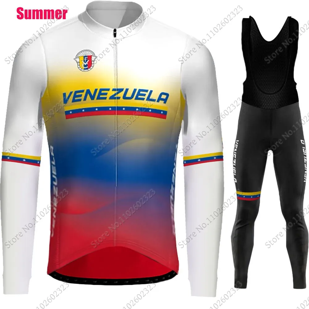 2024 Venezuela National Team Cycling Jersey Set Mens Long Sleeve Clothing Road Pants Bib Bike Suit MTB Maillot Culotte