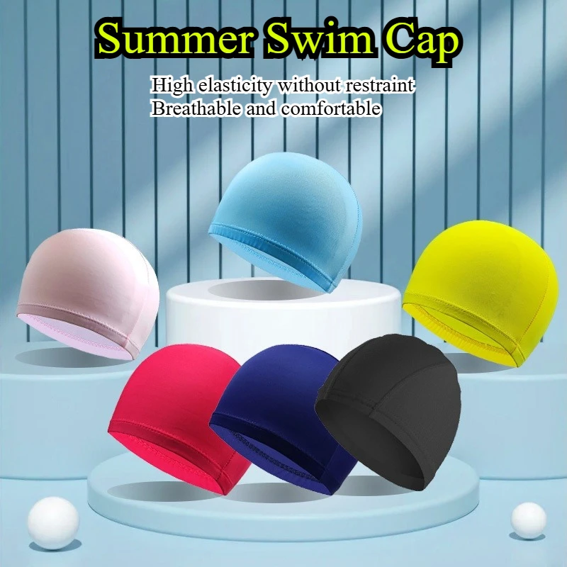 

Universal Cloth Fabric Swimming Cap for Men Women Children Swim Pool Hat Water Sport Protect Ears Breathable Sport Swimming Cap