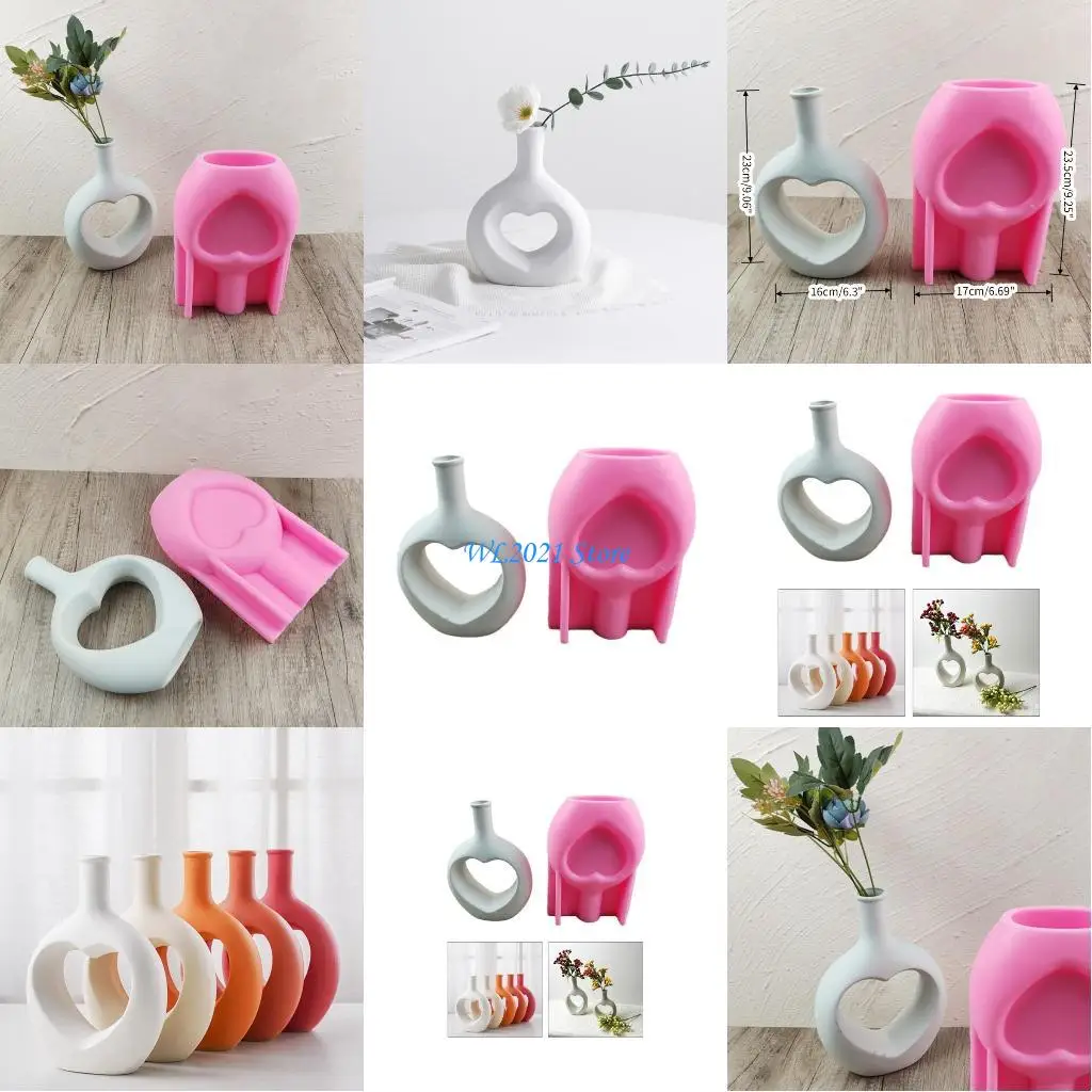 

G5GC Flowerpots Molds Heart Shaped Silicone Material for Hand-Making Plant