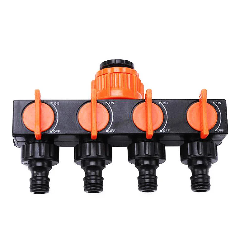 European standard nipple four-way with one inlet and four outlets & switch splitter Garden Watering Irrigation car cleaning