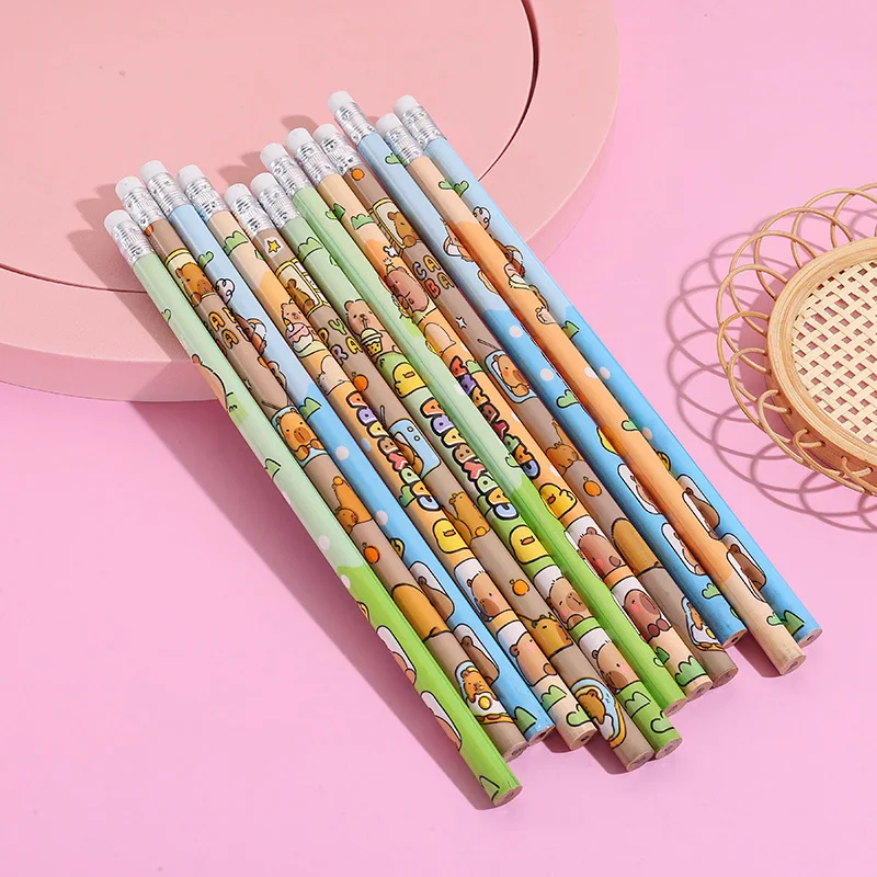 10 sztuk/partia Śliczne ołówki z kreskówkowymi motywami Kawaii, ołówki drewniane HB z gumką w kształcie zwierząt, artykuły papiernicze do szkoły, biura, pisania i rysowania — zdjęcie produktu 2
