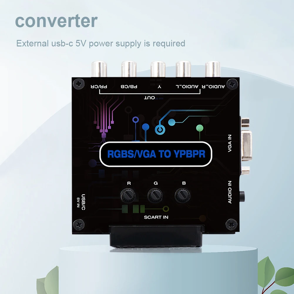 Convertidor de Diferencia de Color RGBS VGA SCART a YPBPR para Consola de Juegos, Transcodificador RGBS VGA SCART a YPBPR, Adaptador de Video