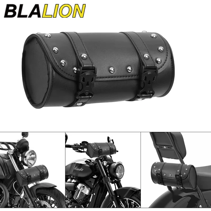 

BLALION Motorcycle Fork Bag Leather Saddlebags Tool Bag Storage Pouch Waterproof for Harley Sportster XL Softail Honda Yamaha