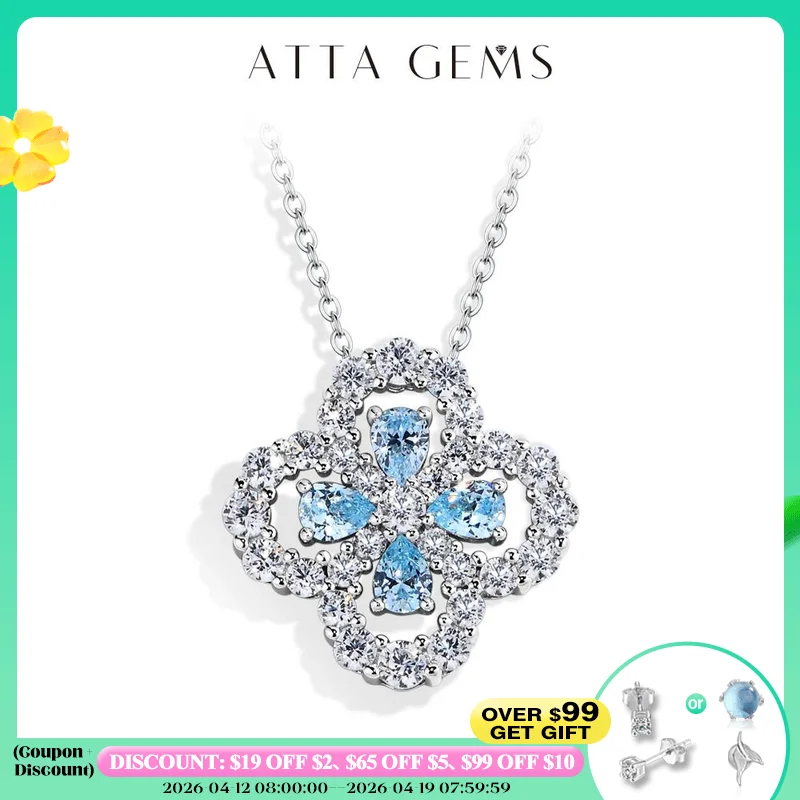 

Бриллиантовое ожерелье ATTAGEMS со сверкающим муассанитом, кулон для женщин в форме клевера, серебро 925 пробы, покрытое белым золотом, свадебные ювелирные украшения