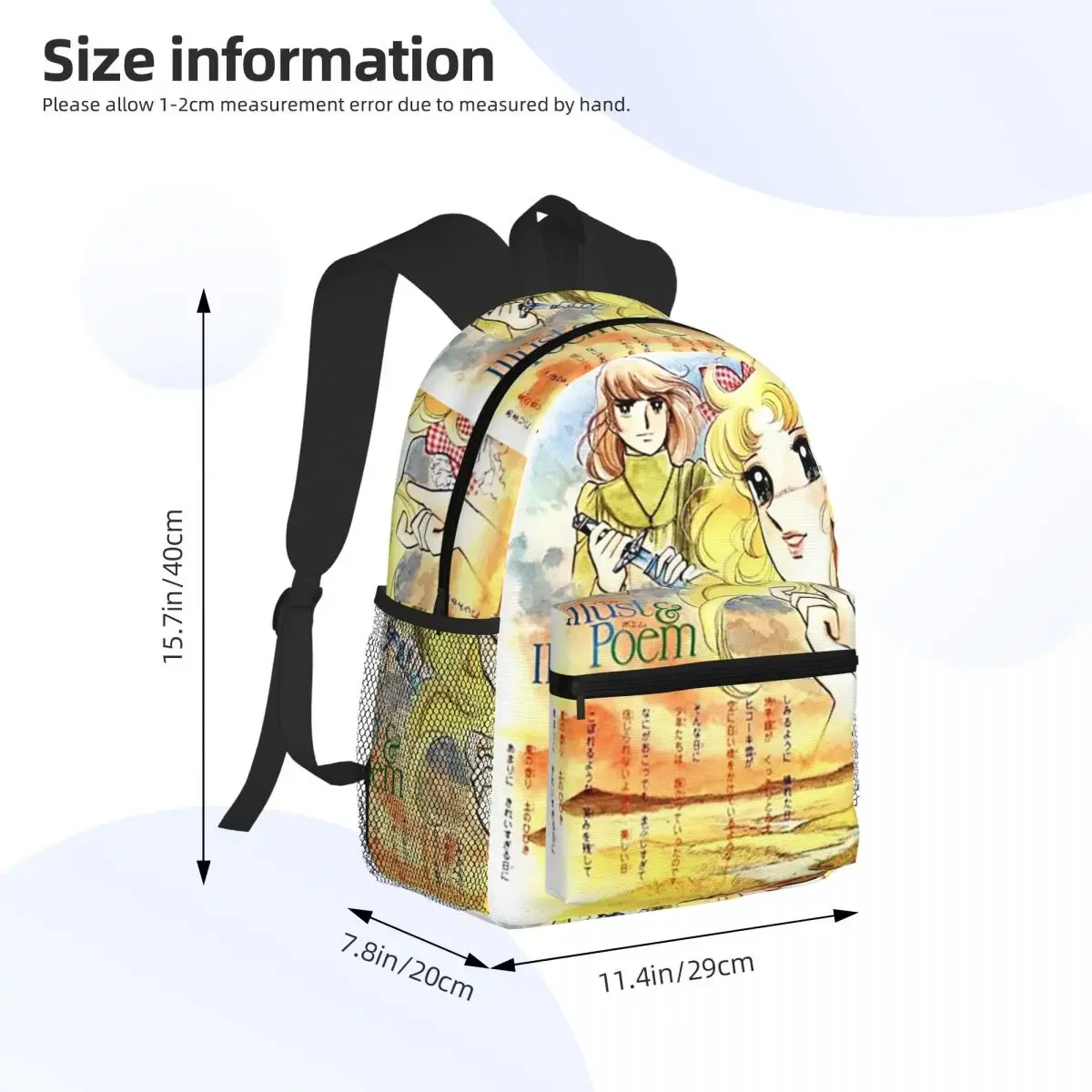 Candy Candy Anime Student Backpack School Bag Hiking Travel Daypack for Men Women Fashion Bookbag Shoulder Bags