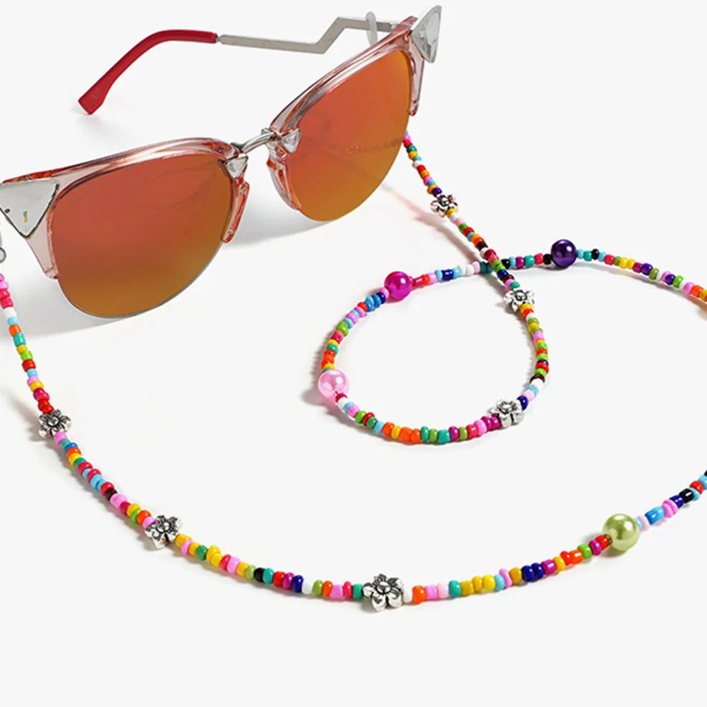 

1pc Rainbow Plum Flower Glasses Chain Premium Eyeglass Holder For Sports Running Hiking Cycling Decorative Eyewear Retainer