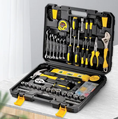 Mechanical Tools Set Carbon Steel Material 108 in 1 Cordless Tool Portable Car Repair Tool Kit with Hard Case 4.1kg