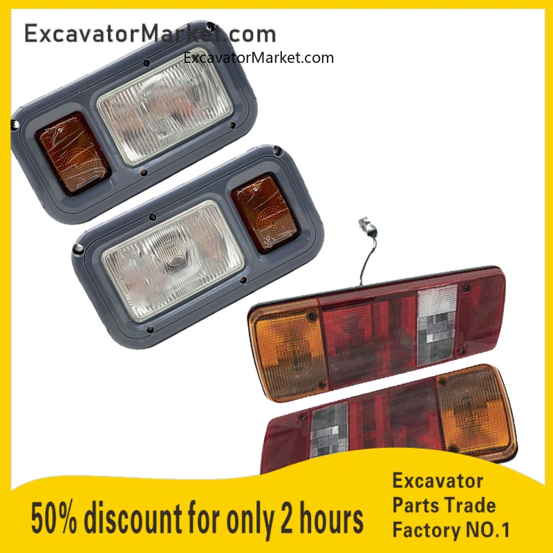 Excavator Parts Doosan Headlight Excavator Tail Working Side Light Lamp  Dh150w-7/210-7/dx60 Dh130w-5-7 Excavator Accessories