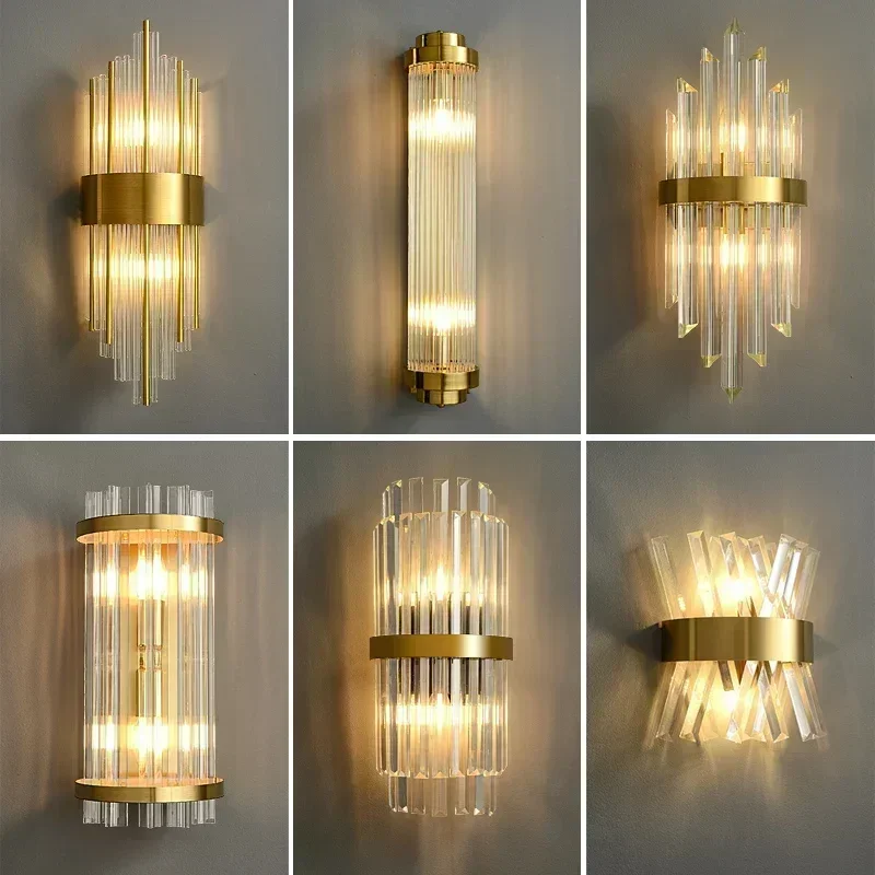 

Nordic postmodern luxury bedside wall lamp creative living room background wall staircase bedroom crystal passageway lamp