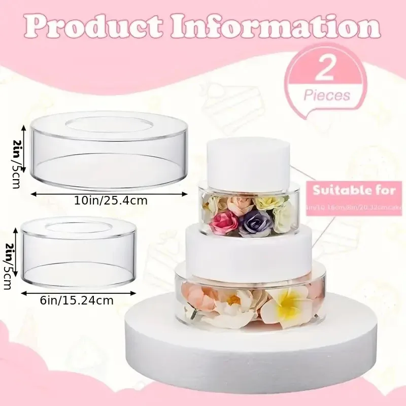 Two acrylic cake stands, suitable for dessert tables, fully-fillable cake supports, suitable for cupcakes, can be used for displ