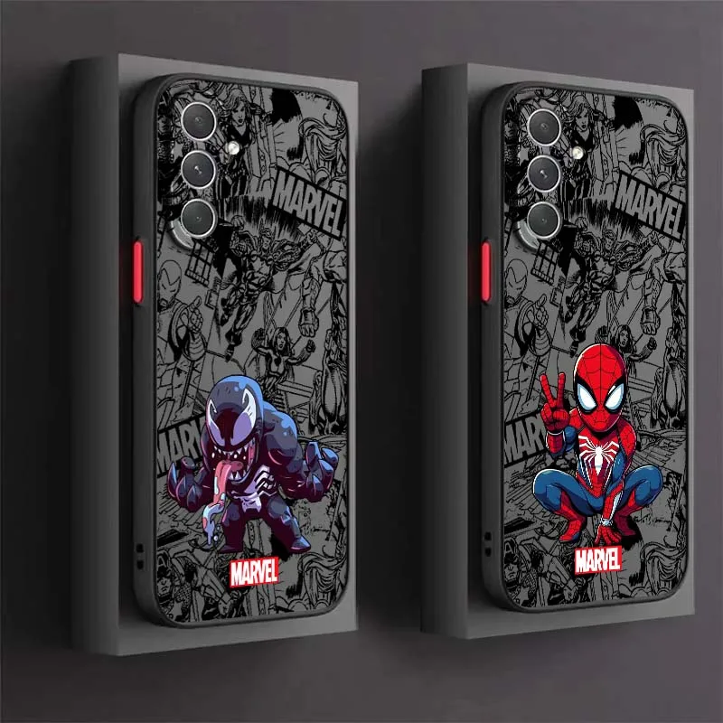 

Marvel Spider Man Venom Art For Samsung Galaxy S25 S24 S23 S22 S21 S20 S10 S9 Ultra Plus FE 5G Frosted Translucent Phone Case