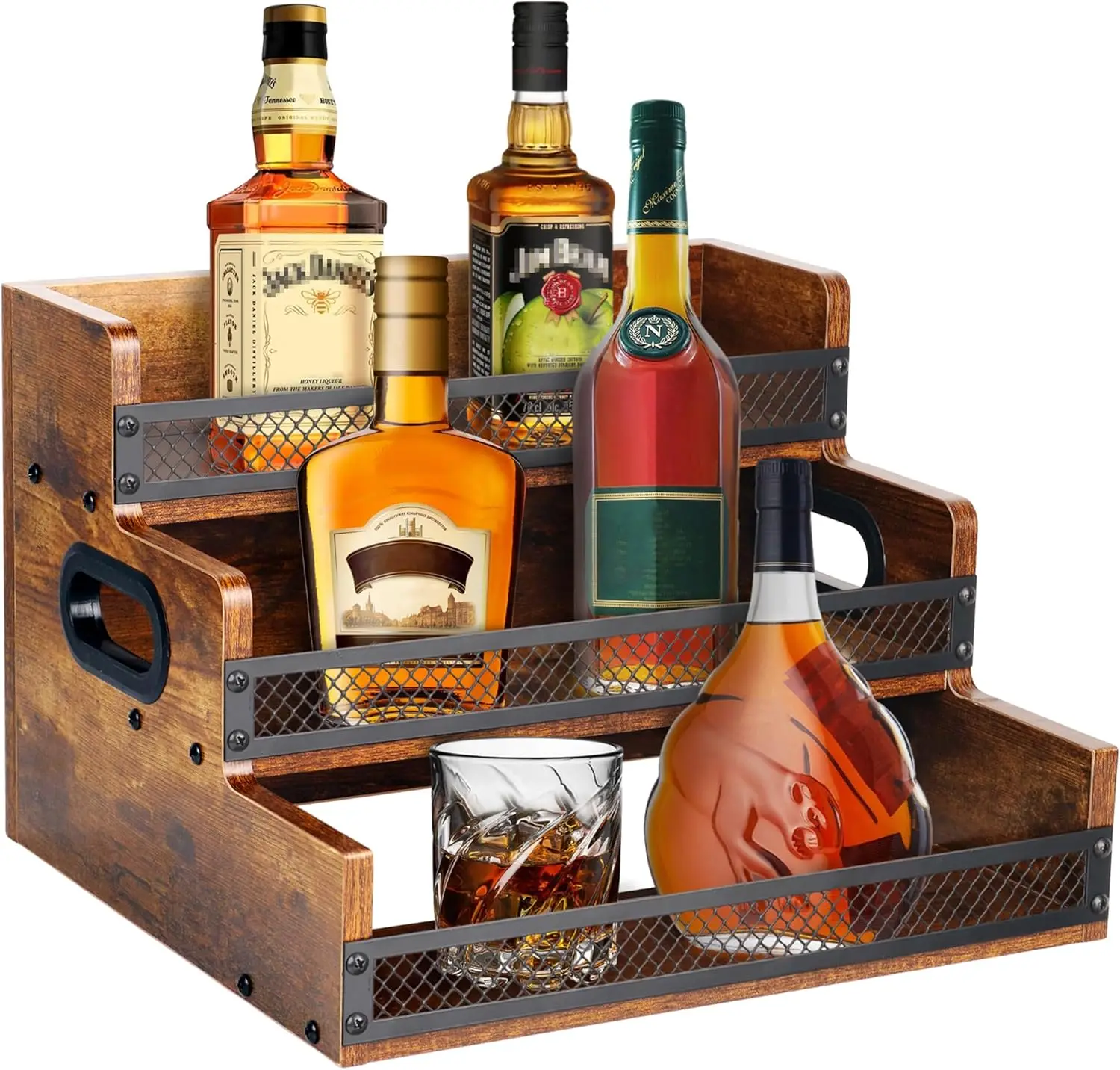 

Liquor Bottle Display Shelf, Coffee Syrup Rack Organizer, 3 Step Countertop Liquor Wine Rack, 12 Bottles Coffee Station