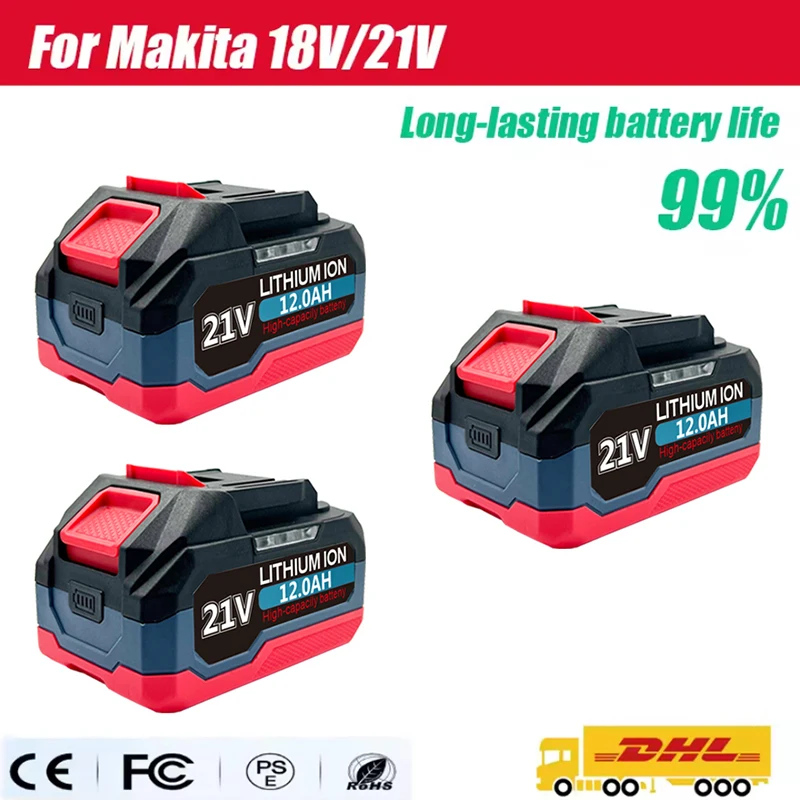 12.0Ah For Makita Battery Rechargeable Lithium Battery For Makita 18v Power Tools Cordless Wrench Saw Drill Grinder Screwdriver